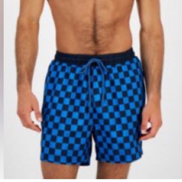 I.N.C. INTERNATIONAL CONCEPTS
INC Men's Zane Checkerboard 5" Swim Trunks, blue - Picture 2 of 7